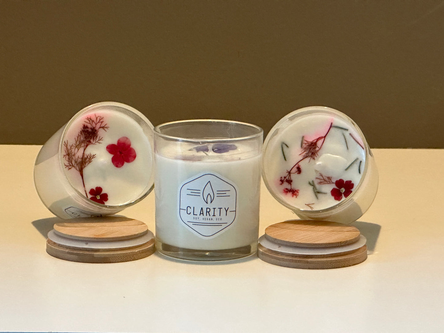 Soy Candle with Floral Design