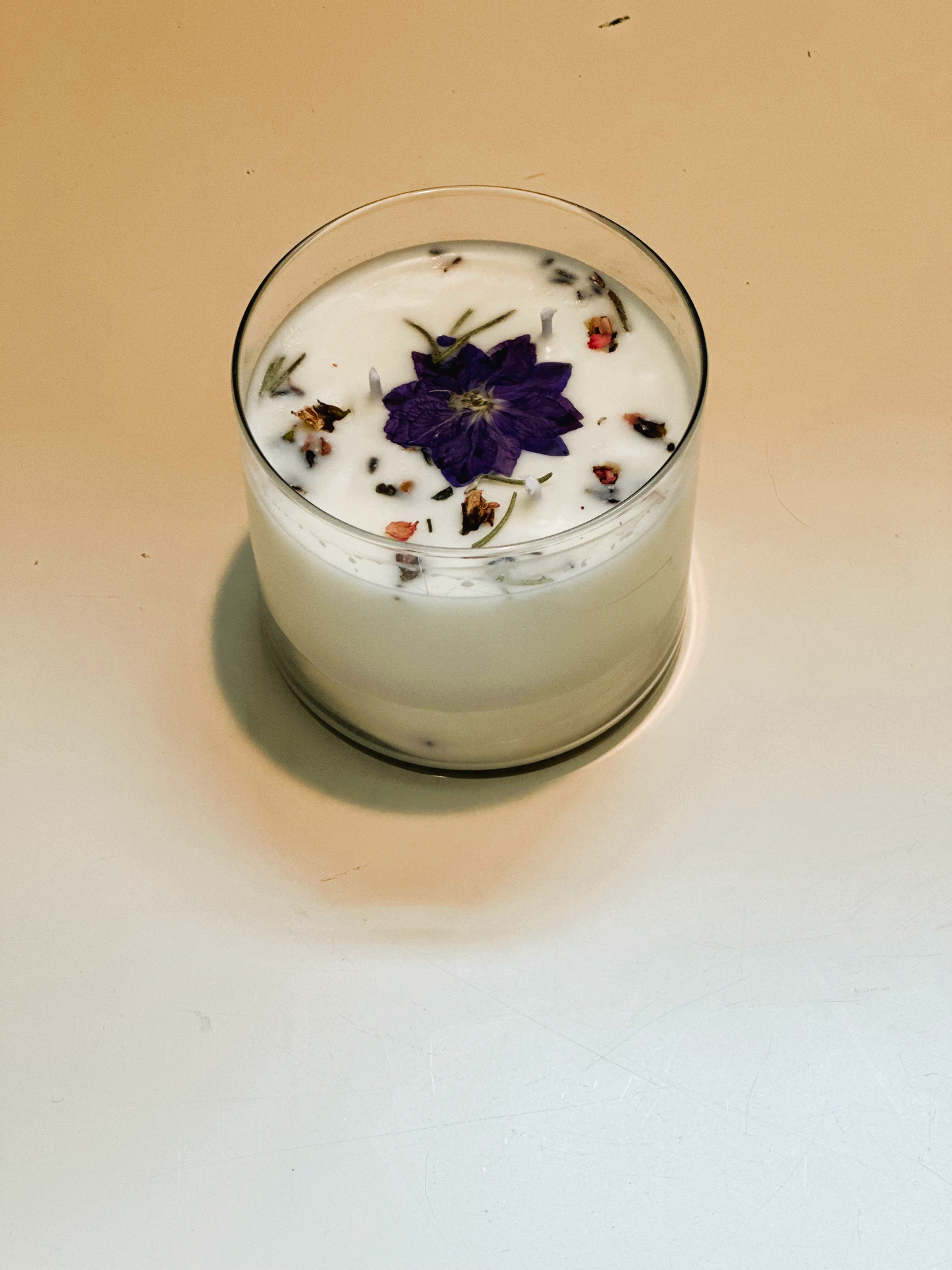 Soy Candle with Floral Pattern-3 wick